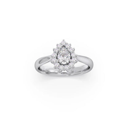 Tear Drop Shape Diamond with Halo Setting Ring