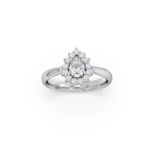 Tear Drop Shape Diamond with Halo Setting Ring