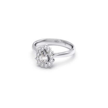 Tear Drop Shape Diamond with Halo Setting Ring