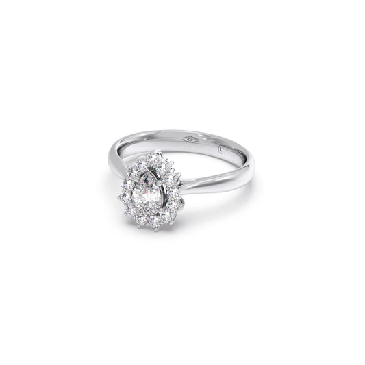Tear Drop Shape Diamond with Halo Setting Ring