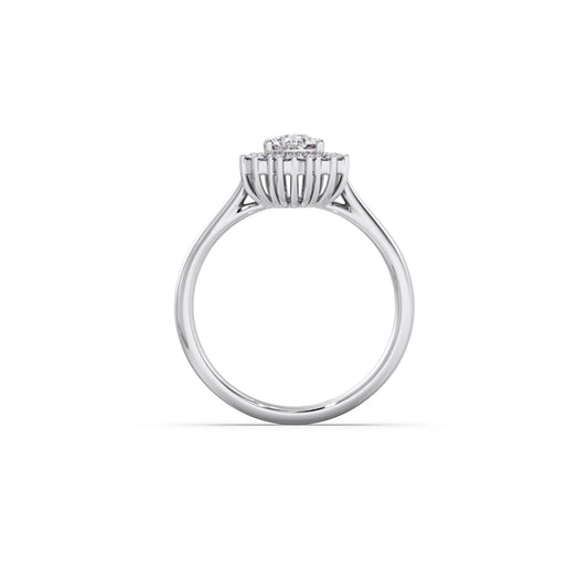 Tear Drop Shape Diamond with Halo Setting Ring