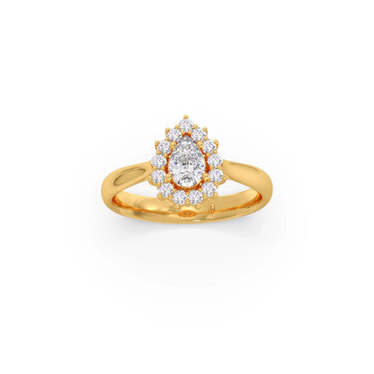 Tear Drop Shape Diamond with Halo Setting Ring