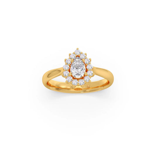 Tear Drop Shape Diamond with Halo Setting Ring