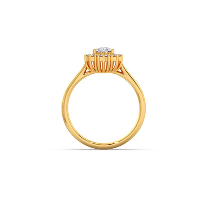 Tear Drop Shape Diamond with Halo Setting Ring