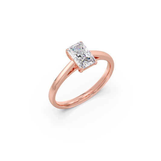 Solitaire Emerald Shape Diamond Engagement Ring - 1.00 Cts