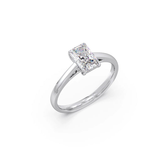 Solitaire Emerald Shape Diamond Engagement Ring - 1.00 Cts