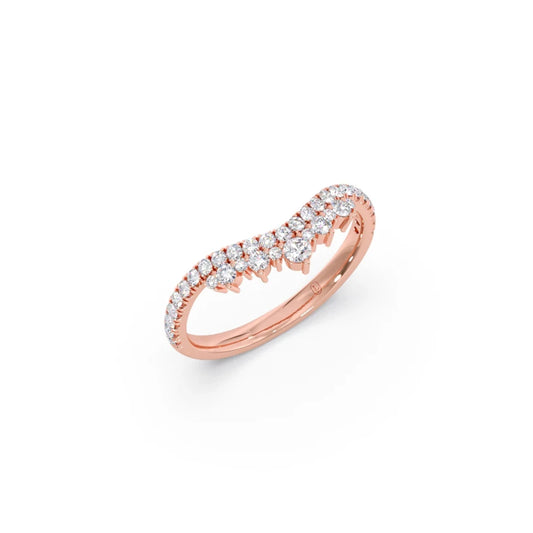 Double Cluster Layered Adjustable Chevron Ring