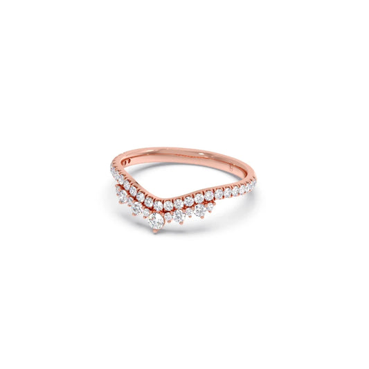 Double Cluster Layered Adjustable Chevron Ring