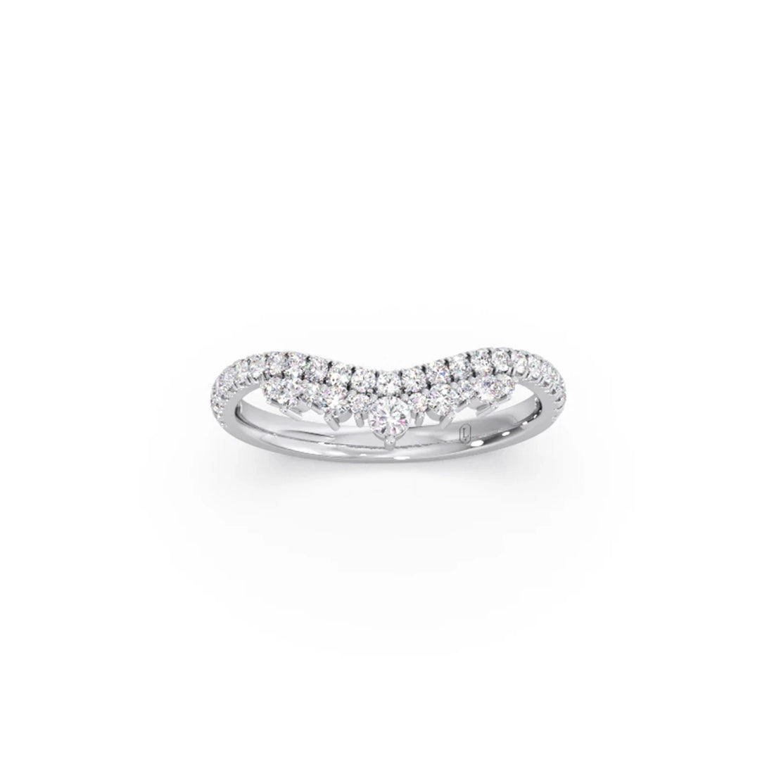Double Cluster Layered Adjustable Chevron Ring