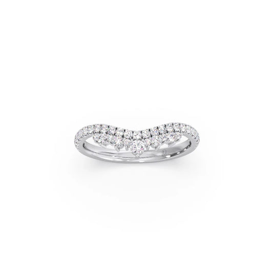 Double Cluster Layered Adjustable Chevron Ring