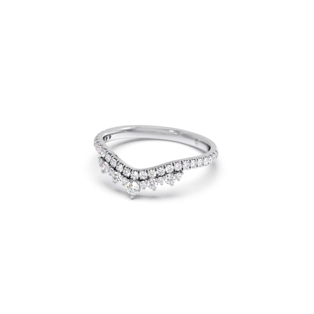 Double Cluster Layered Adjustable Chevron Ring
