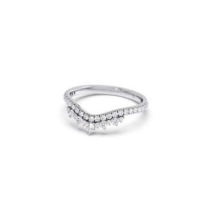 Double Cluster Layered Adjustable Chevron Ring