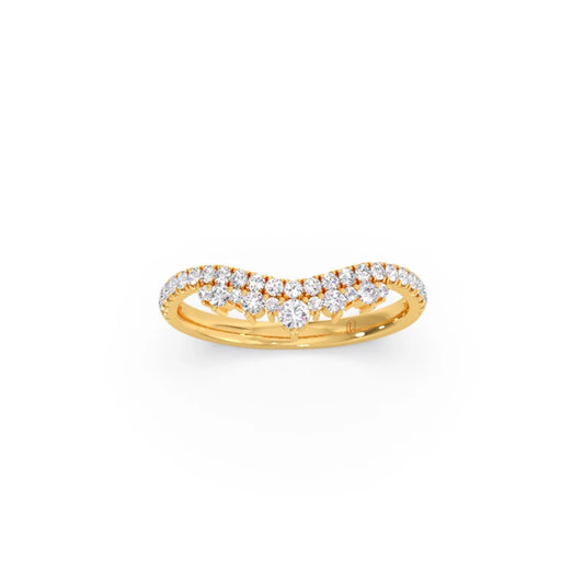 Double Cluster Layered Adjustable Chevron Ring