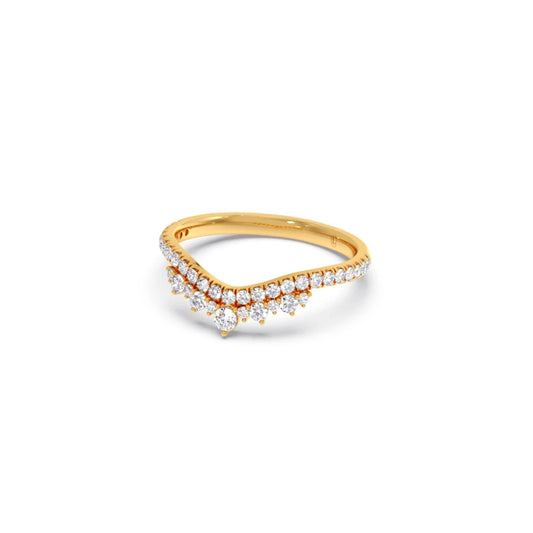 Double Cluster Layered Adjustable Chevron Ring