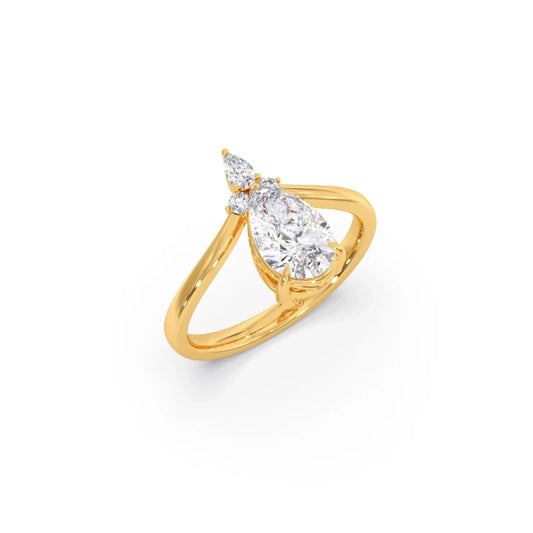 Comet Pear Round Stylized Ring