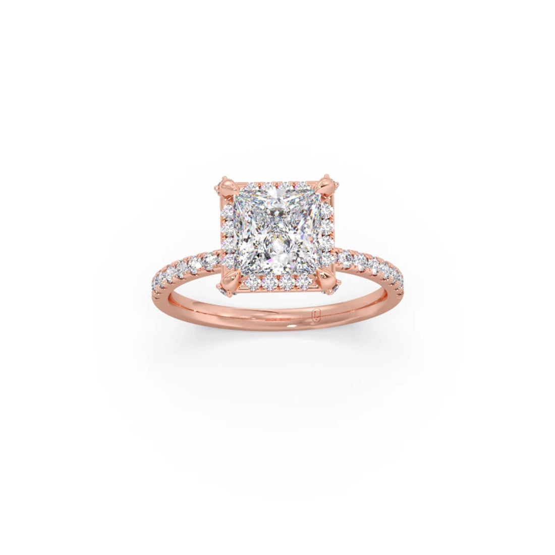Princess Shape Diamond with Halo Setting Ring