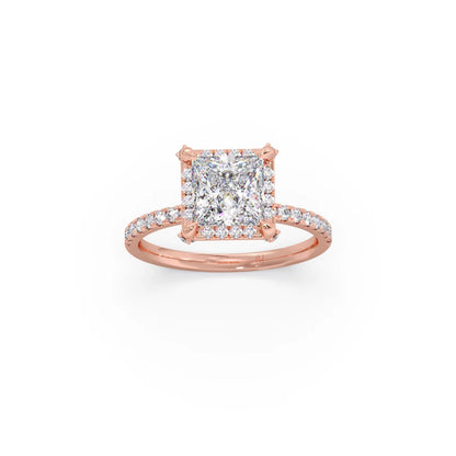 Princess Shape Diamond with Halo Setting Ring