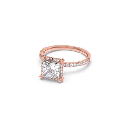 Princess Shape Diamond with Halo Setting Ring