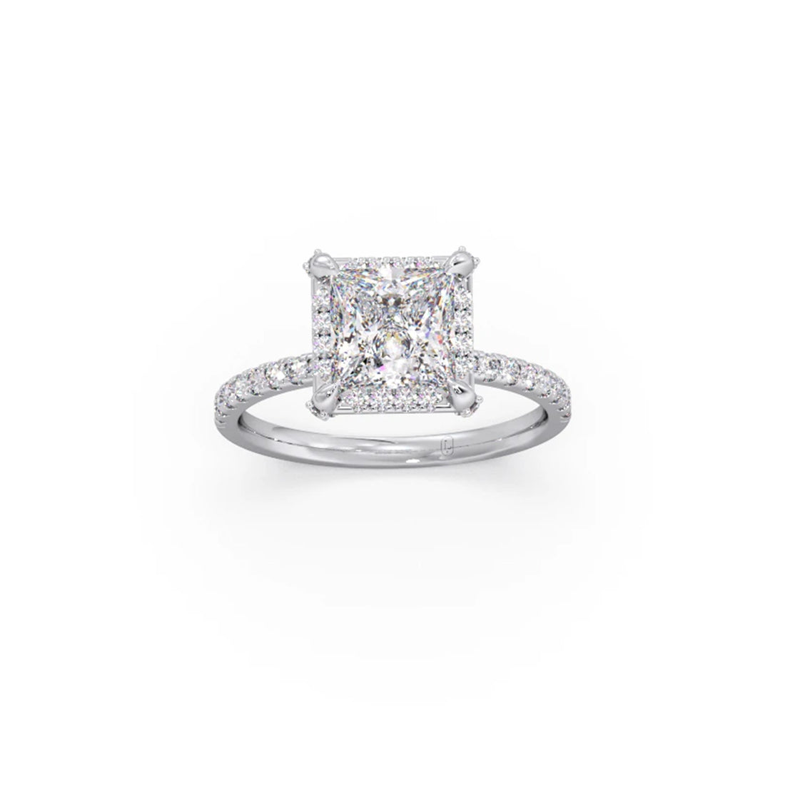 Princess Shape Diamond with Halo Setting Ring