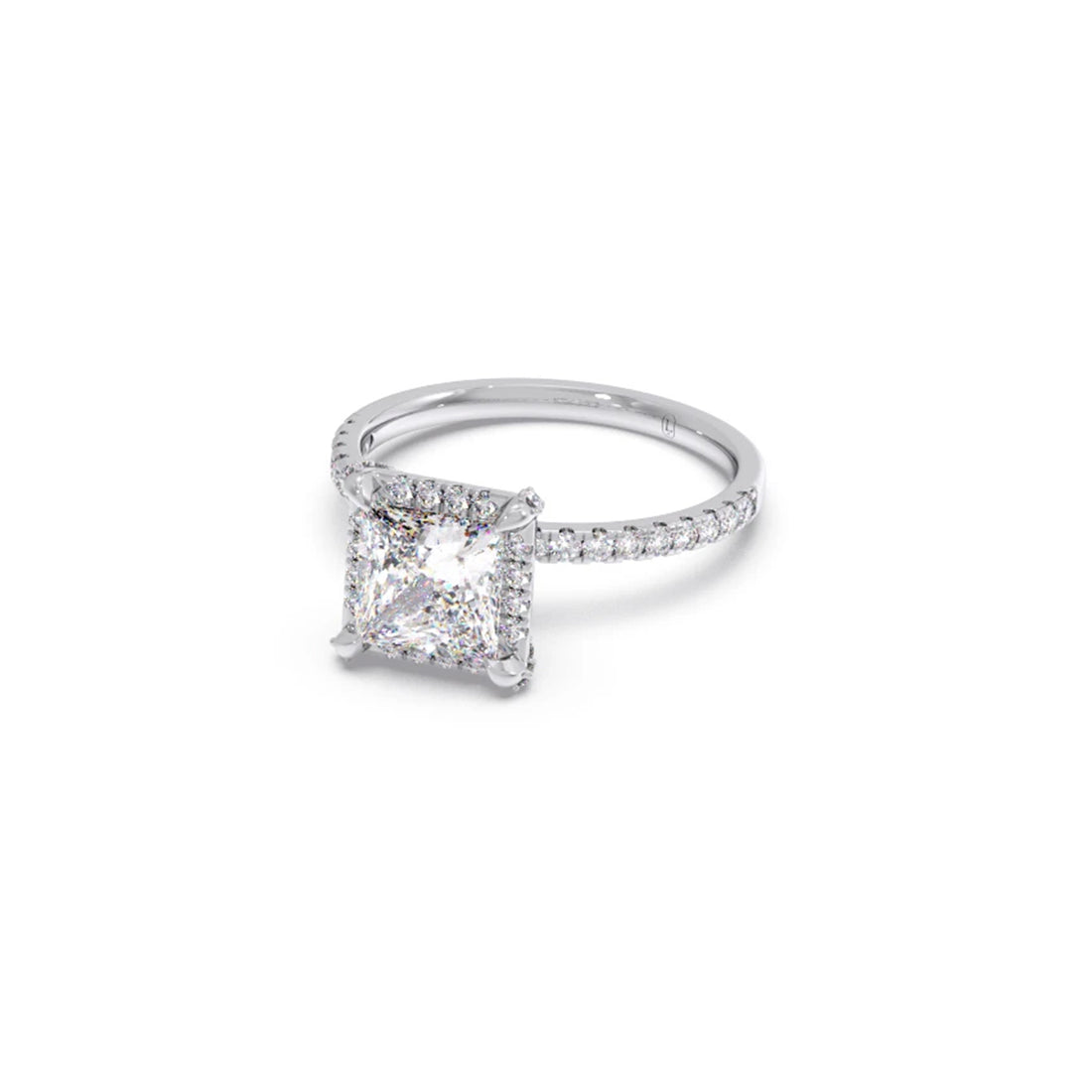 Princess Shape Diamond with Halo Setting Ring