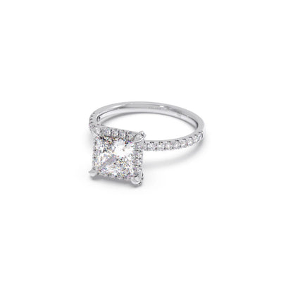 Princess Shape Diamond with Halo Setting Ring
