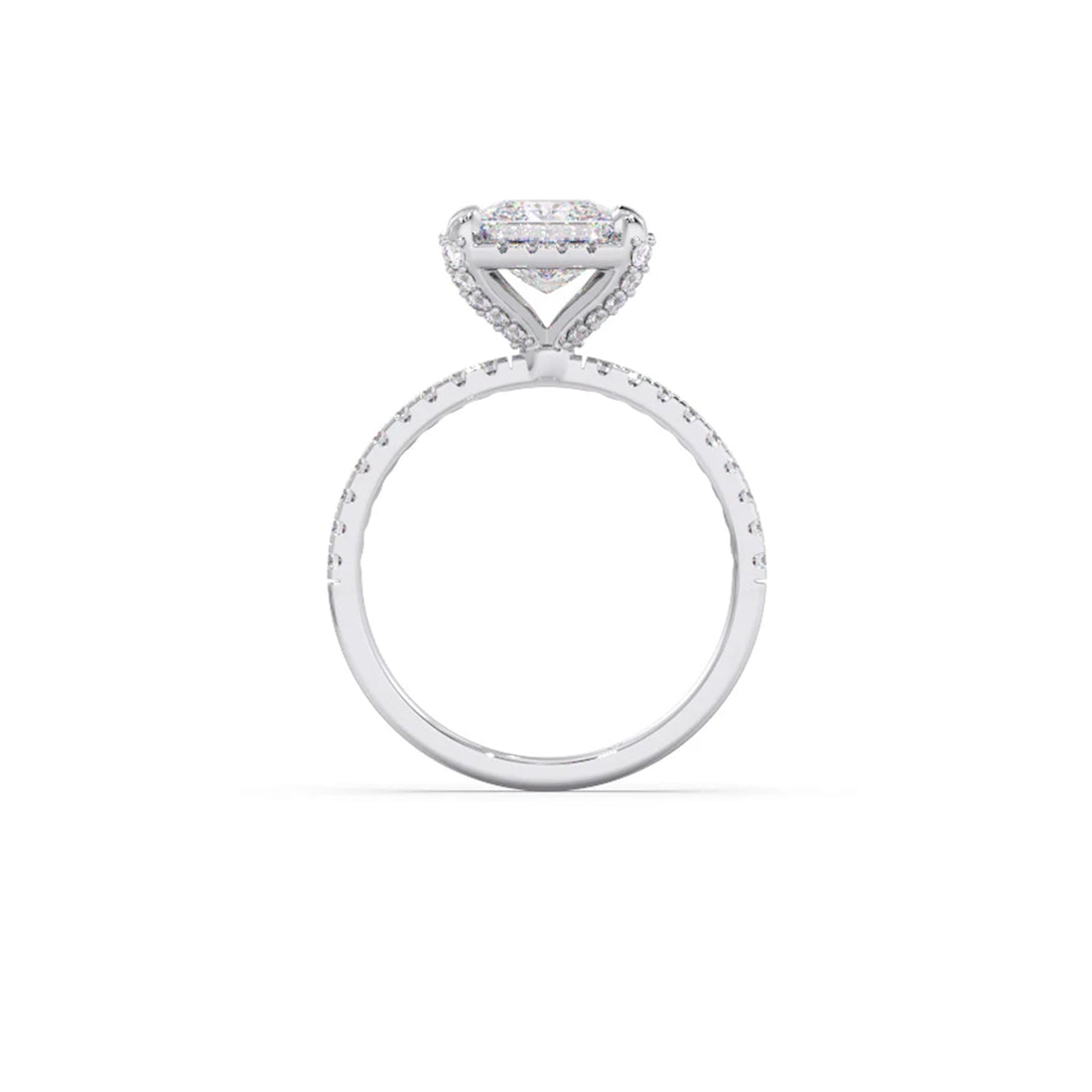 Princess Shape Diamond with Halo Setting Ring