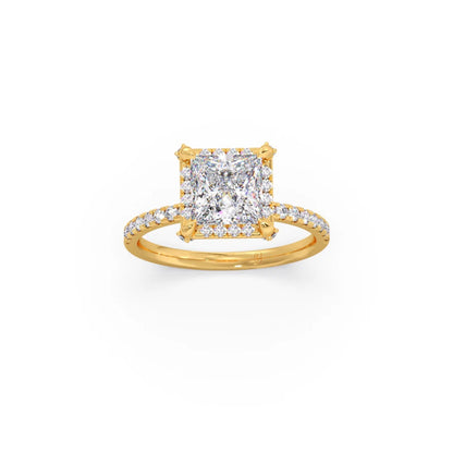 Princess Shape Diamond with Halo Setting Ring