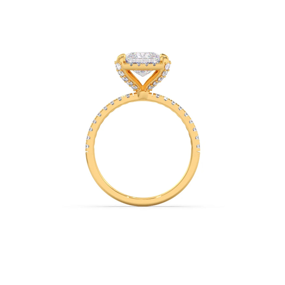 Princess Shape Diamond with Halo Setting Ring