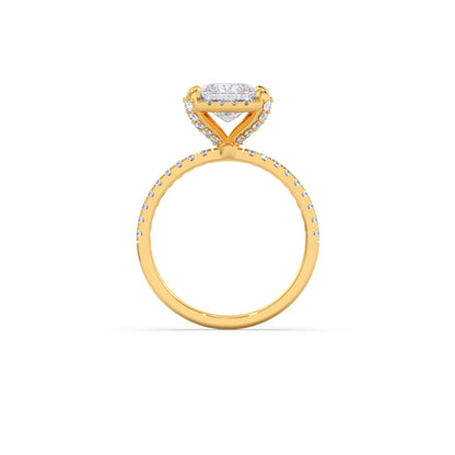 Princess Shape Diamond with Halo Setting Ring