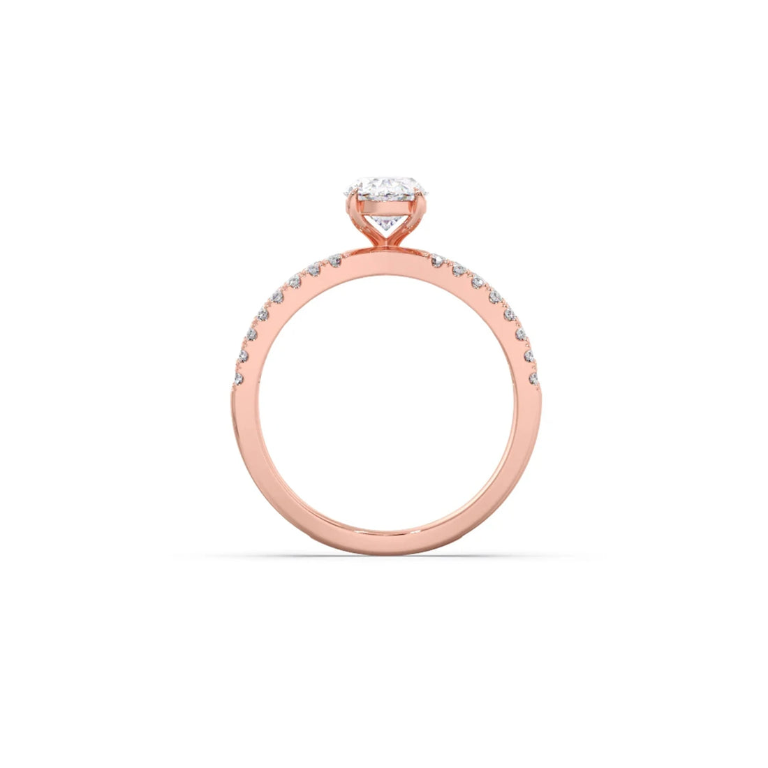 Oval Diamond Crossover Micro Pave Engagement Ring