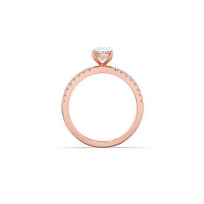 Oval Diamond Crossover Micro Pave Engagement Ring