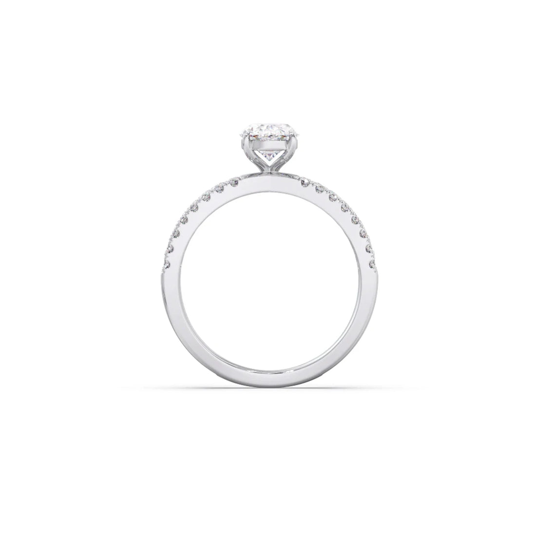 Oval Diamond Crossover Micro Pave Engagement Ring
