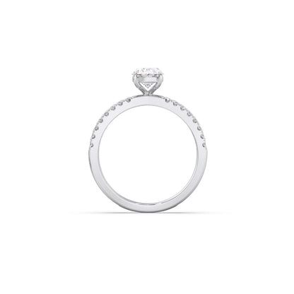 Oval Diamond Crossover Micro Pave Engagement Ring