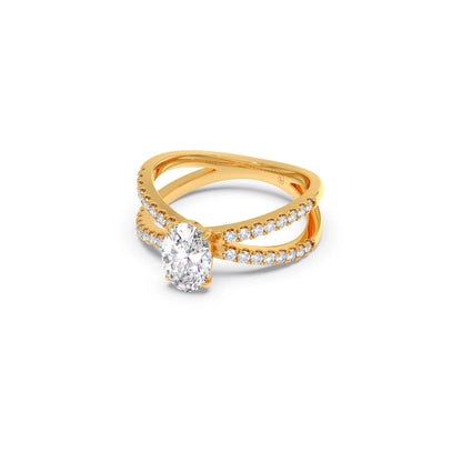Oval Diamond Crossover Micro Pave Engagement Ring