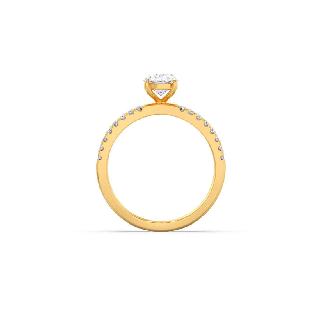 Oval Diamond Crossover Micro Pave Engagement Ring