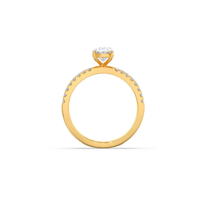 Oval Diamond Crossover Micro Pave Engagement Ring