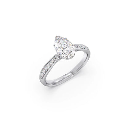 1.45 Cts Pear Cut Diamond Engagement Ring