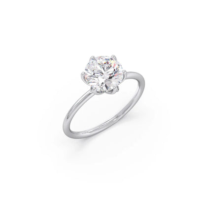 Round Solitaire Tulip Setting Engagement Ring