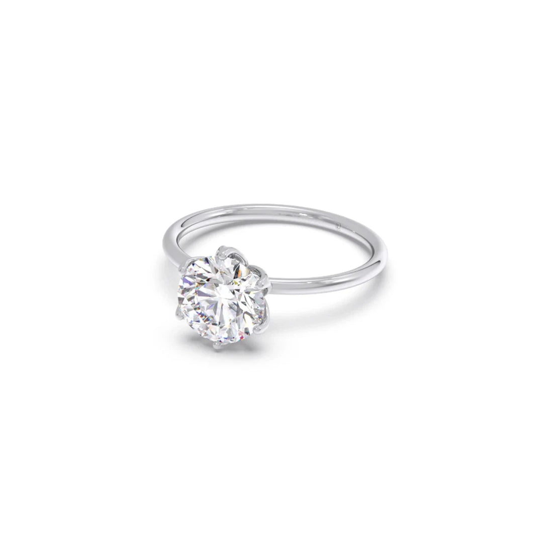 Round Solitaire Tulip Setting Engagement Ring