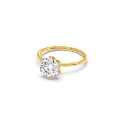 Round Solitaire Tulip Setting Engagement Ring