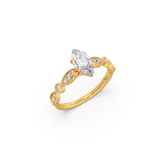 Vintage Milgrain Style Marquise Shape Diamond Engagement Ring
