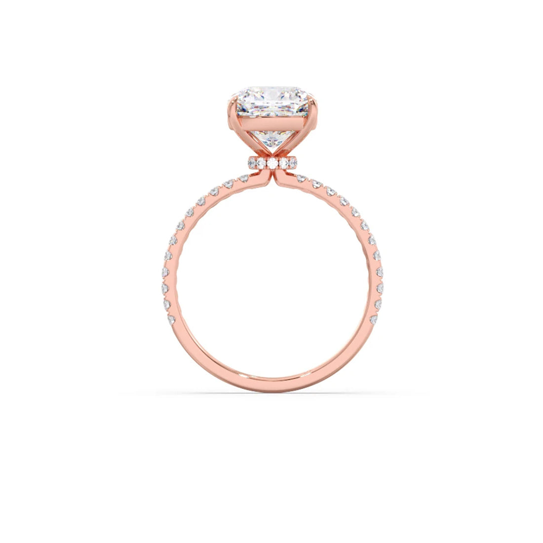 Radiant Cut Hidden Halo Engagement Ring
