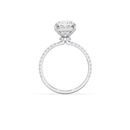 Radiant Cut Hidden Halo Engagement Ring
