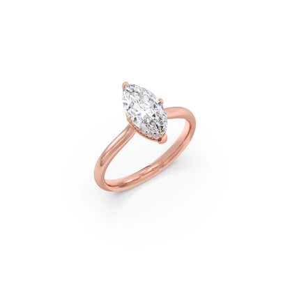 1.63 Cts Marquise Shape Engagement Ring with Hidden Halo Setting