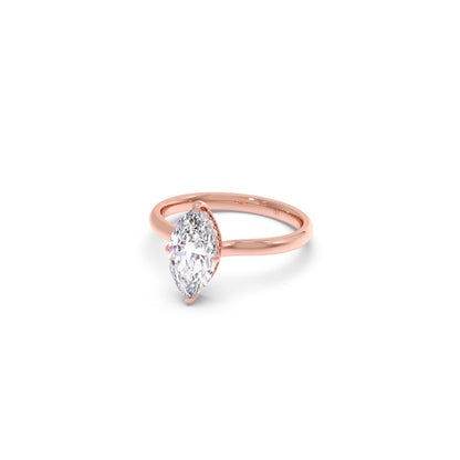 1.63 Cts Marquise Shape Engagement Ring with Hidden Halo Setting