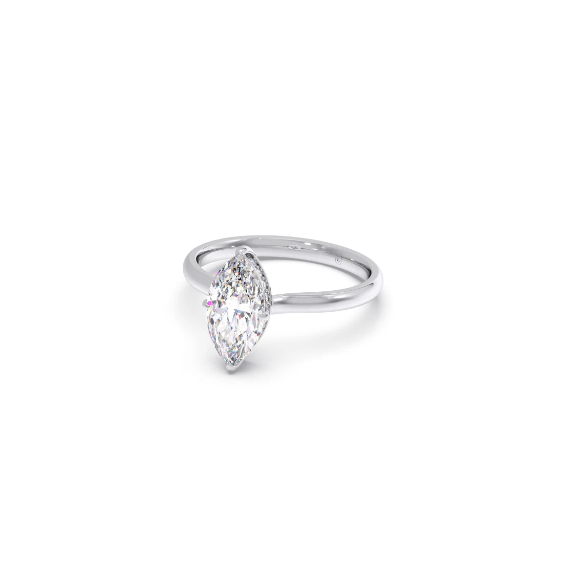 1.63 Cts Marquise Shape Engagement Ring with Hidden Halo Setting