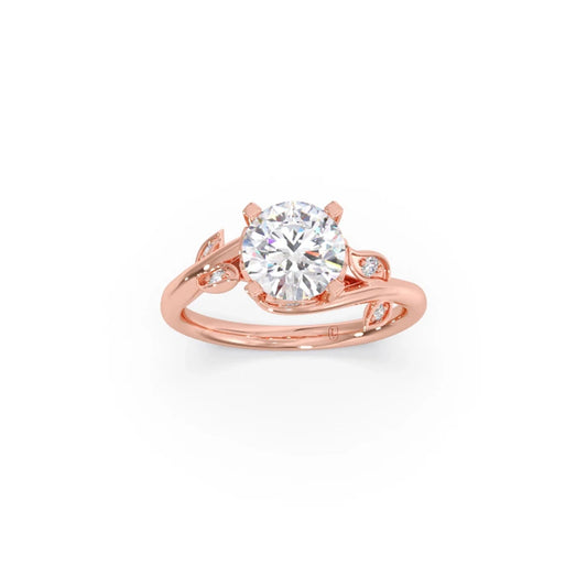 Round Diamond Engagement Ring with Vine Accent