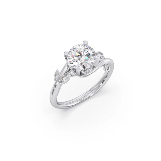 Round Diamond Engagement Ring with Vine Accent