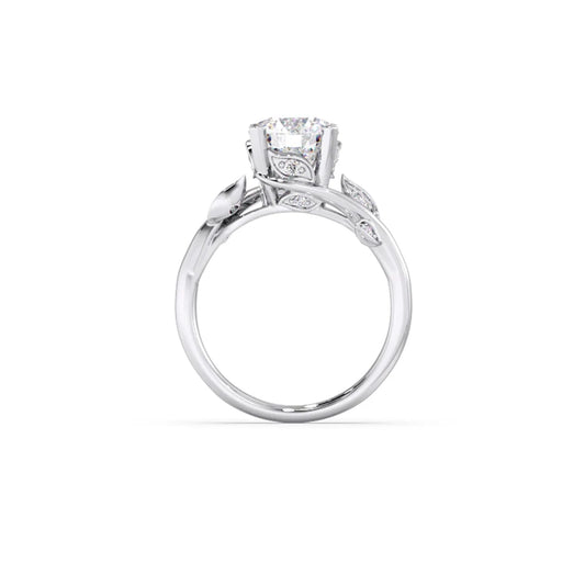 Round Diamond Engagement Ring with Vine Accent