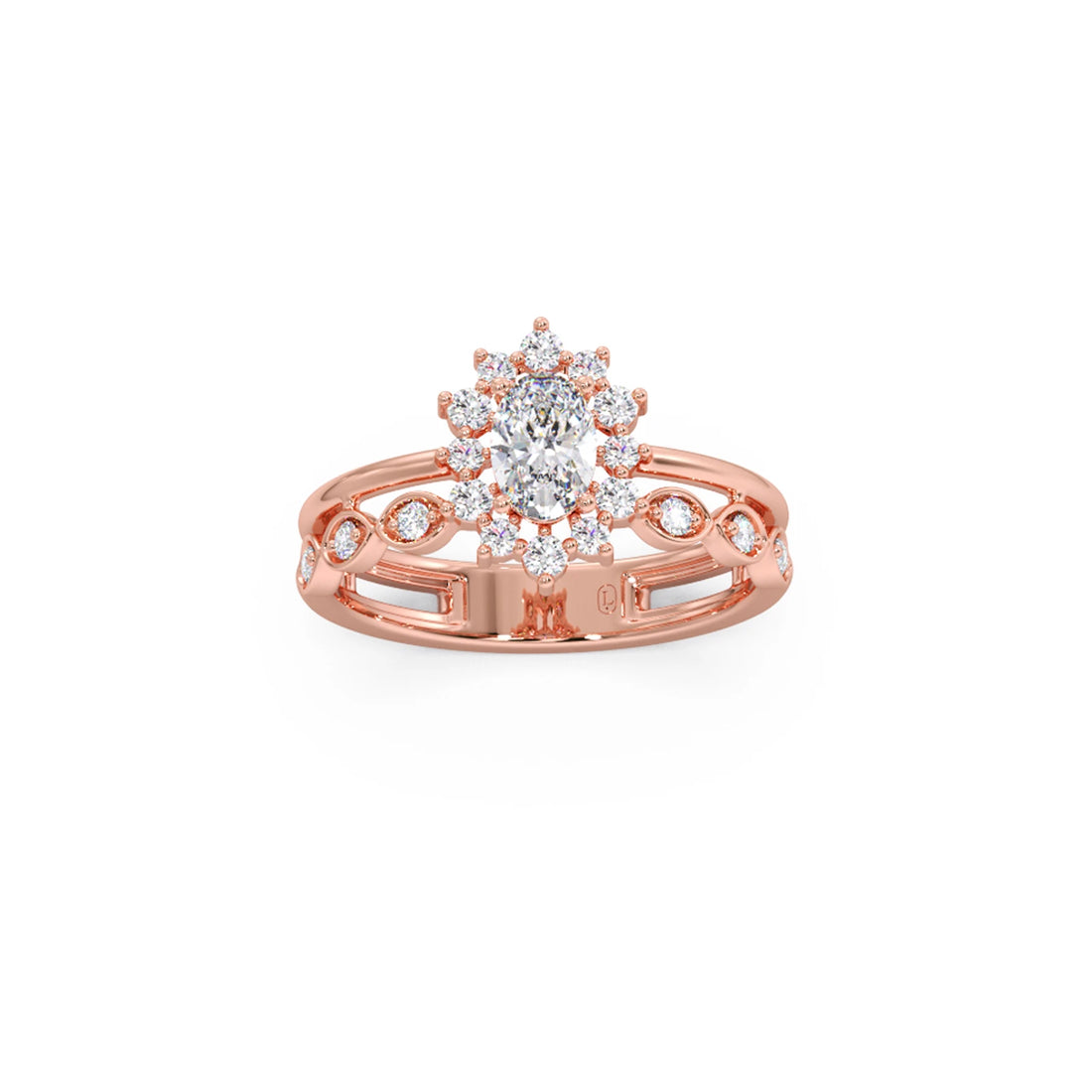 Vintage Halo Oval Diamond Ring